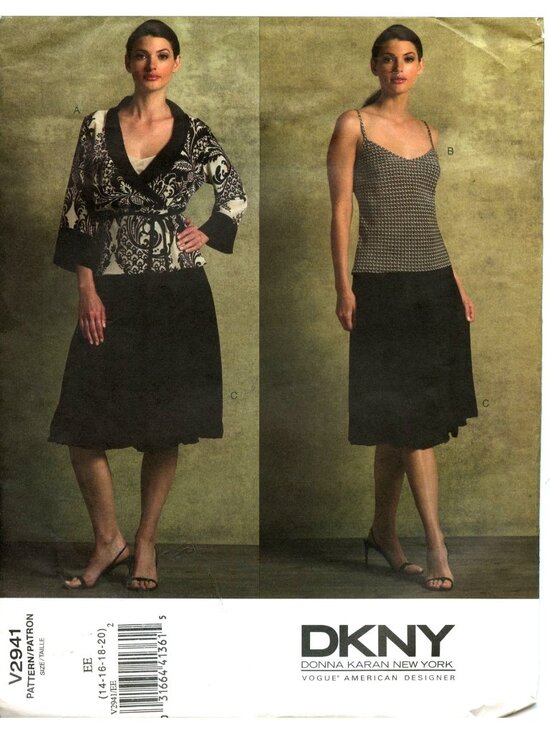 DKNY Vogue Other - Vogue DKNY V2941 Sewing Pattern For Misses Wrap Top Camisole & Skirt Sizes 14-20